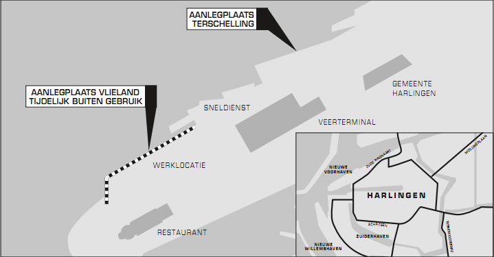 Aanlegplaats Vlieland tot 1 maart buiten gebruik
